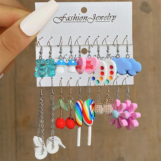 Cartoon Colorful Earrings Set